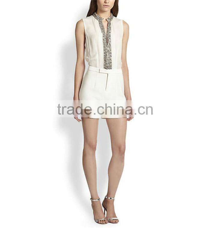 high quality elegant luxury white adult short jumpsuit for ladies