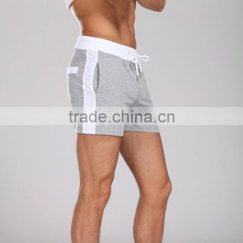 mens 100 cotton casual running beachwear tight super short knitted pants with draw string
