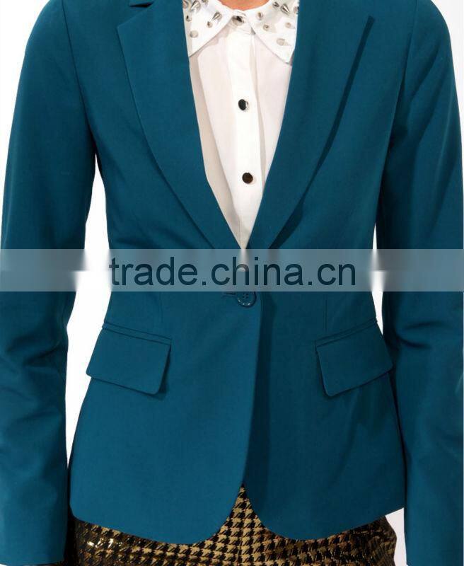 Solid Notched Lapel Blazer