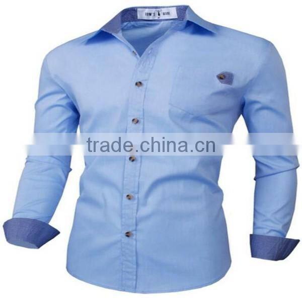 2016 new wholesale Stylish Slim Fit Long Sleeve Contrast custom mens casual dress shirts