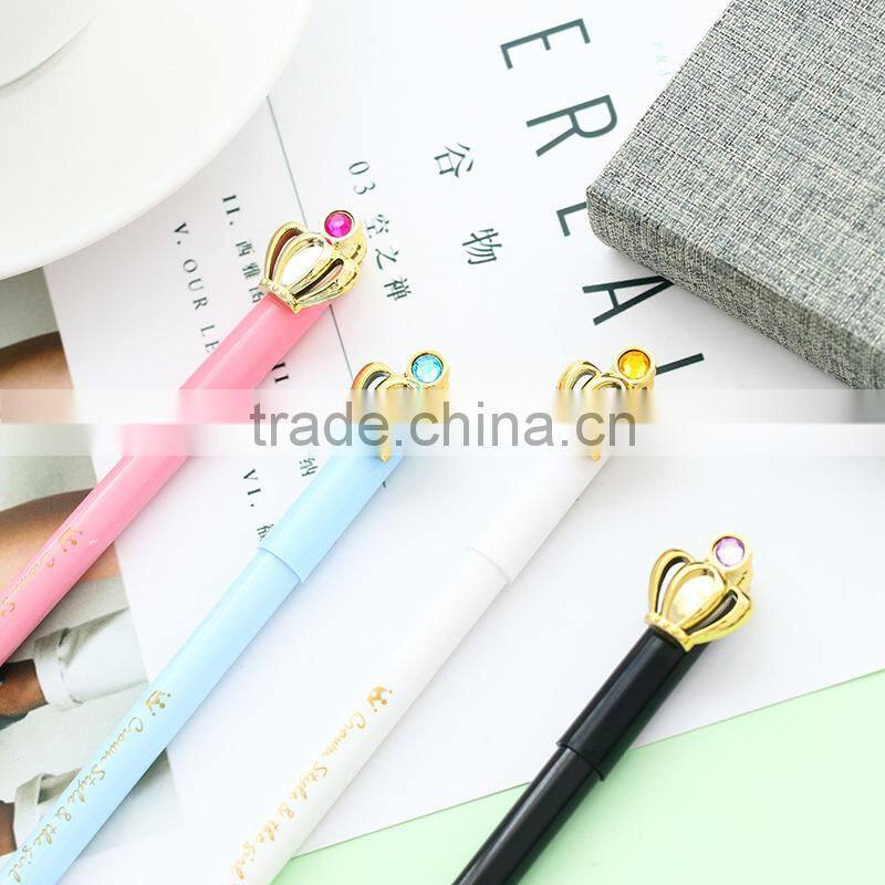 New hot sale promotional crown diamond gel ball pen school student gift