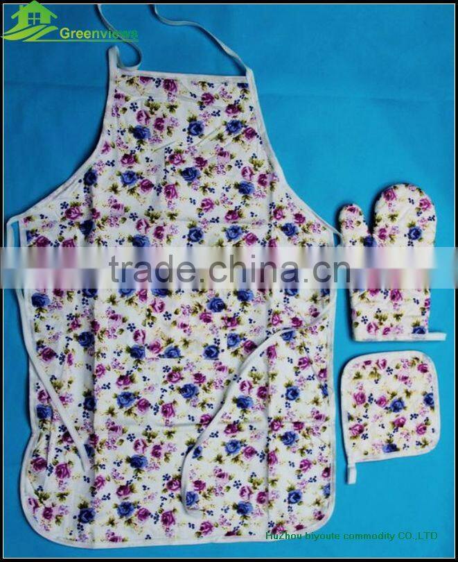 Kitchen apron oven mitt set apron set christmas towel&kitchen set&pot holder 3pcs/set