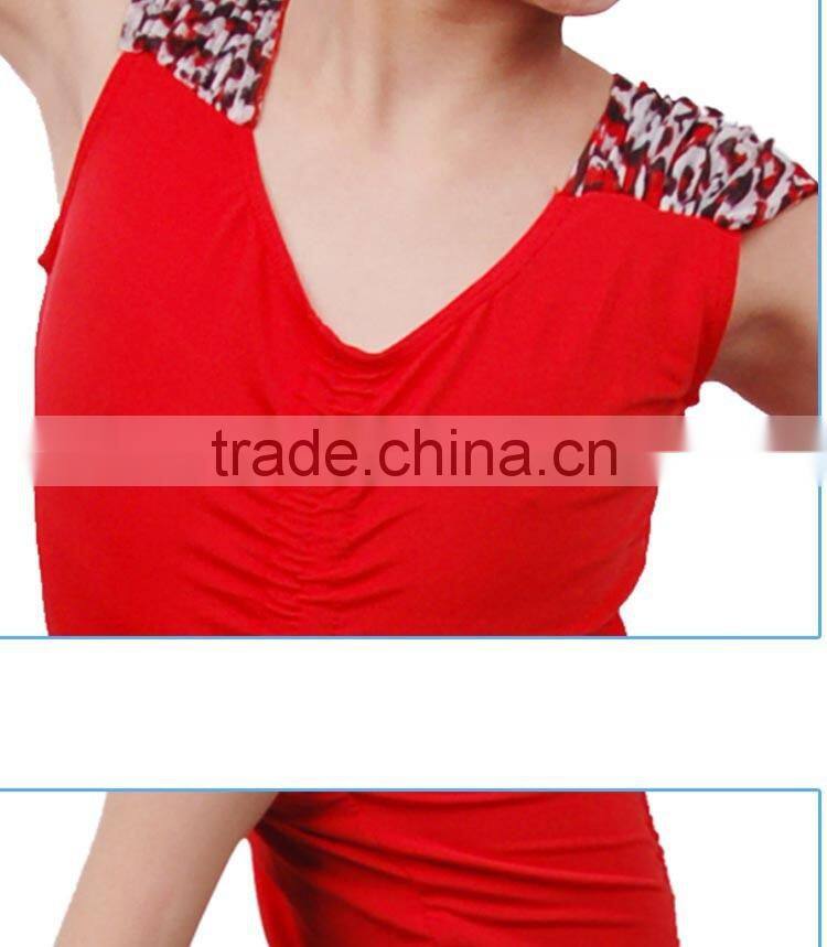 Children Girls Practice Latin Dance Dress Kids Leopard Sexy Vest Skirt Suit