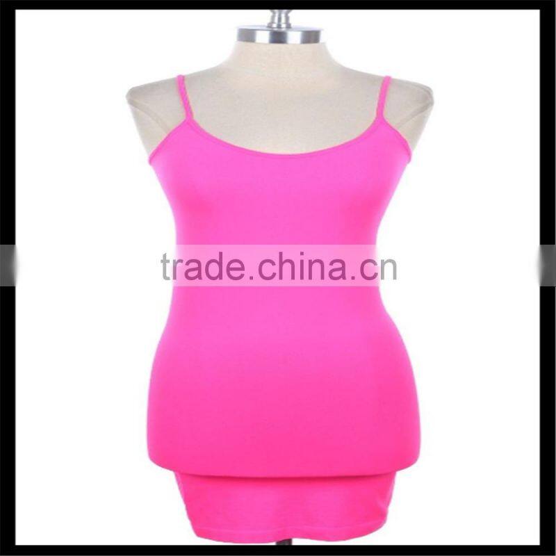 Extra Long Seamless Tunic Dress Slip Camisole Layering Tank Top orange color
