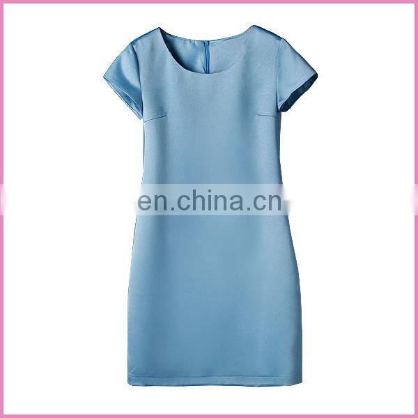 future-proof short sleeves optional color yarn dyed cotton fabric dress