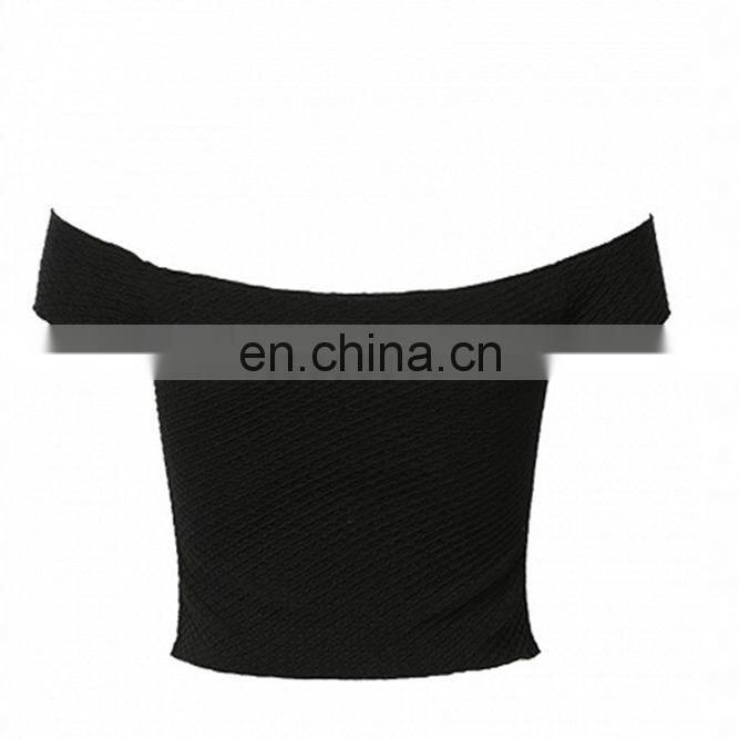Guangzhou OEM service summer new design fashion off shoulder solid colour womens crop top