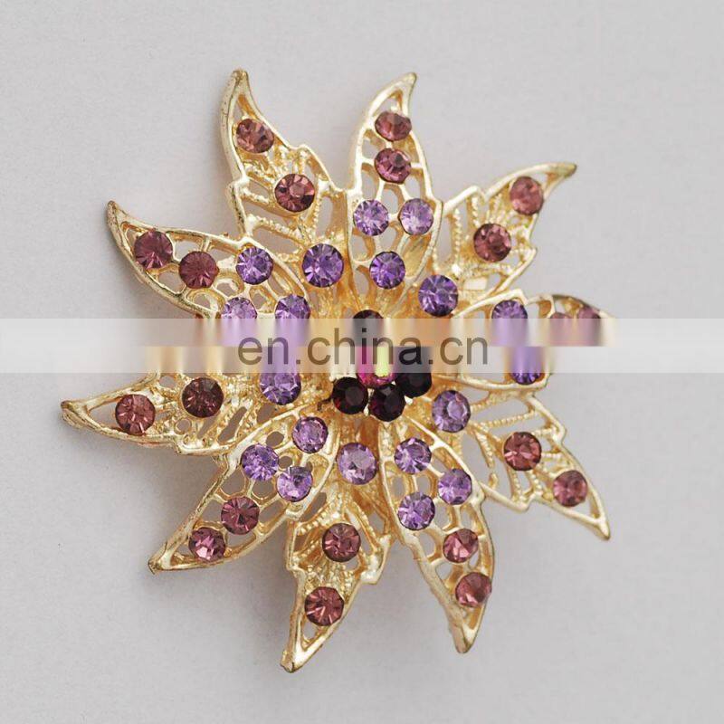 high quality cheap wholesale crystal stone custom brooch lapel pin flower