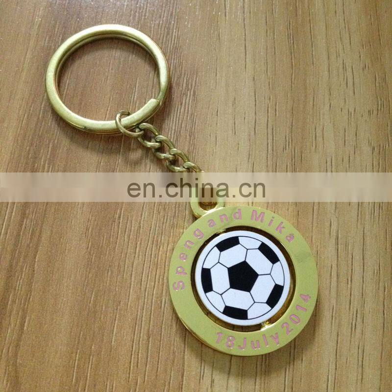 High quality custom logo rotating soccer keychain