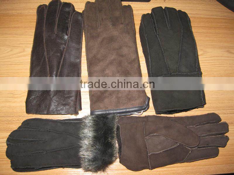 2014 Popular design Double face sheepskin glove