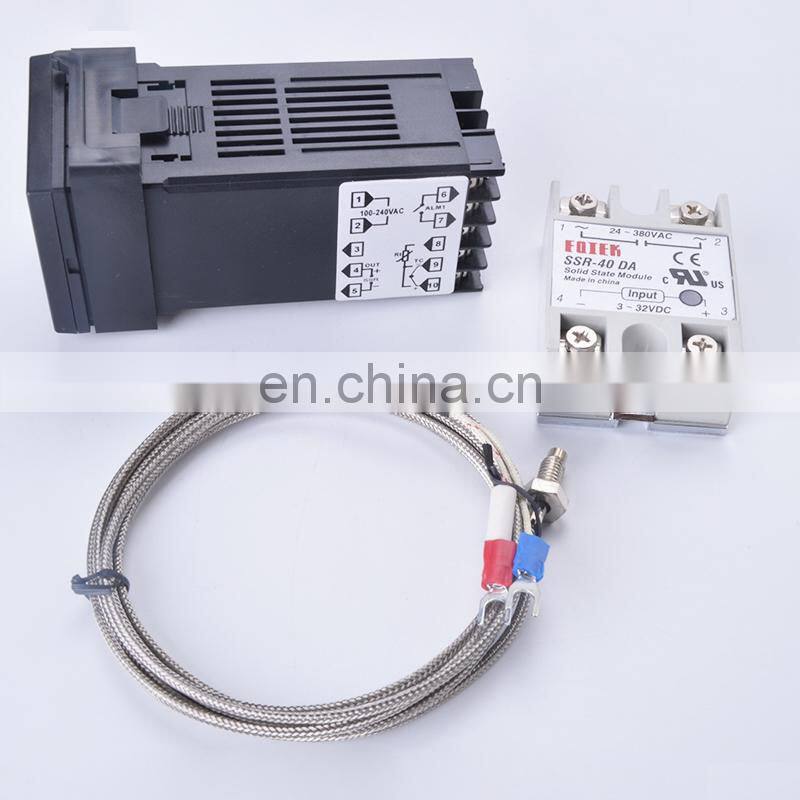 Digital PID Temperature Controller REX-C100 REX C100 thermostat with 40DA SSR Relay K Thermocouple 1m Probe RKC SSR-40DA