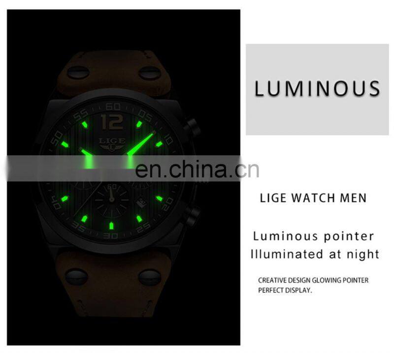 LIGE 9890 New Fashion Sport Mens Watches Luxury Brand Chronograph Men Watch Waterproof Multifunction Quartz Male Wristwatch
