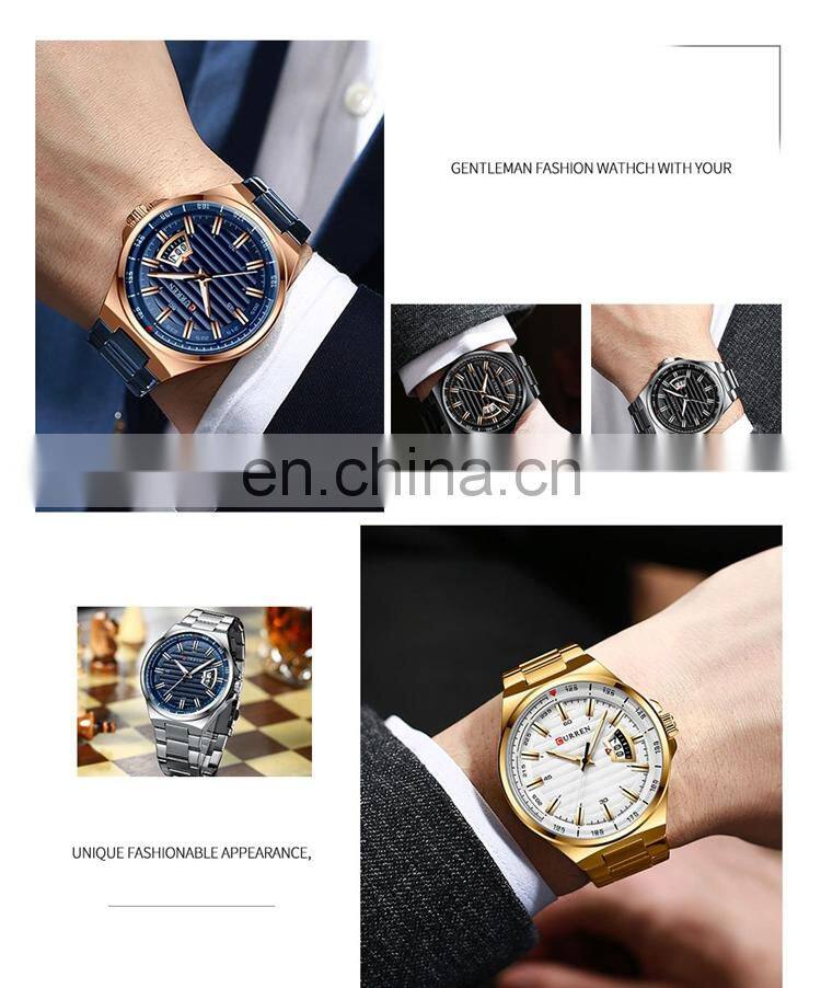 CURREN 8375 Fashion Business Men Watches Stainless Steel Strap Analog Quartz Japanese Watch