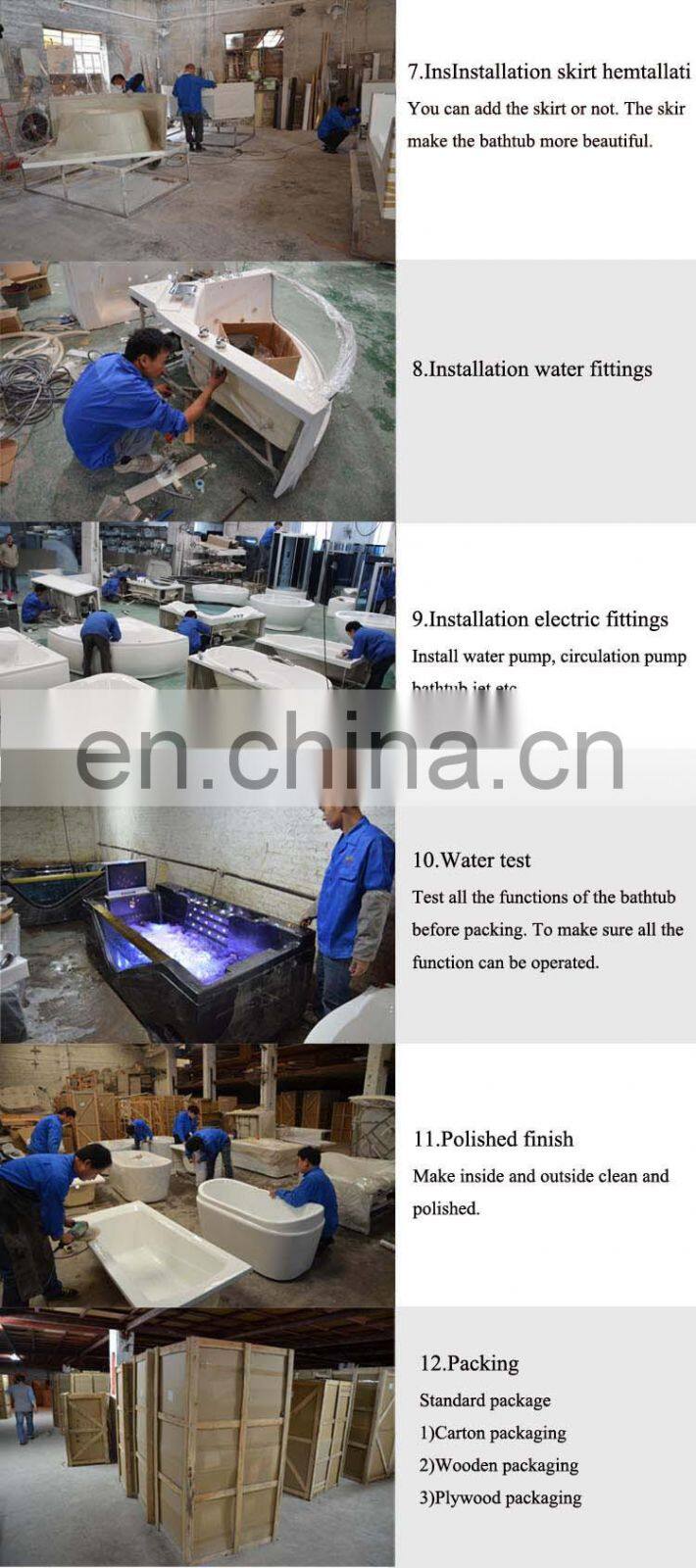 Double apron bathtub,l shaped shower bath,2 person jetted tub shower combo