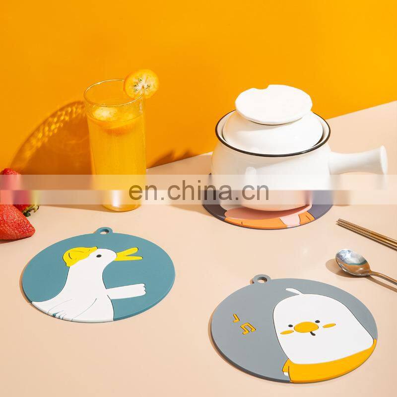 Heat Insulation Non-slip Coffee Table Cup Mats Pad Placemat Cartoon Silicone Coaster Kitchen Accessories