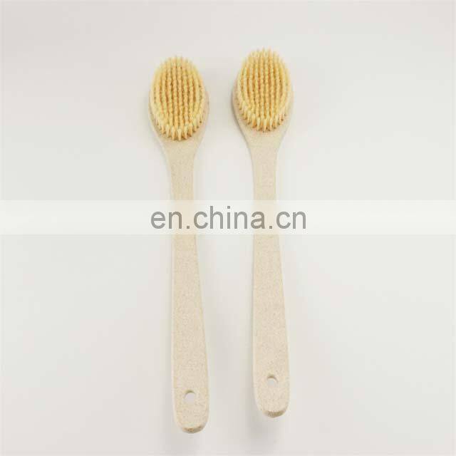 Custom Logo Exfoliating Long Handle Wheat Straw Body Brush Back Shower Brush
