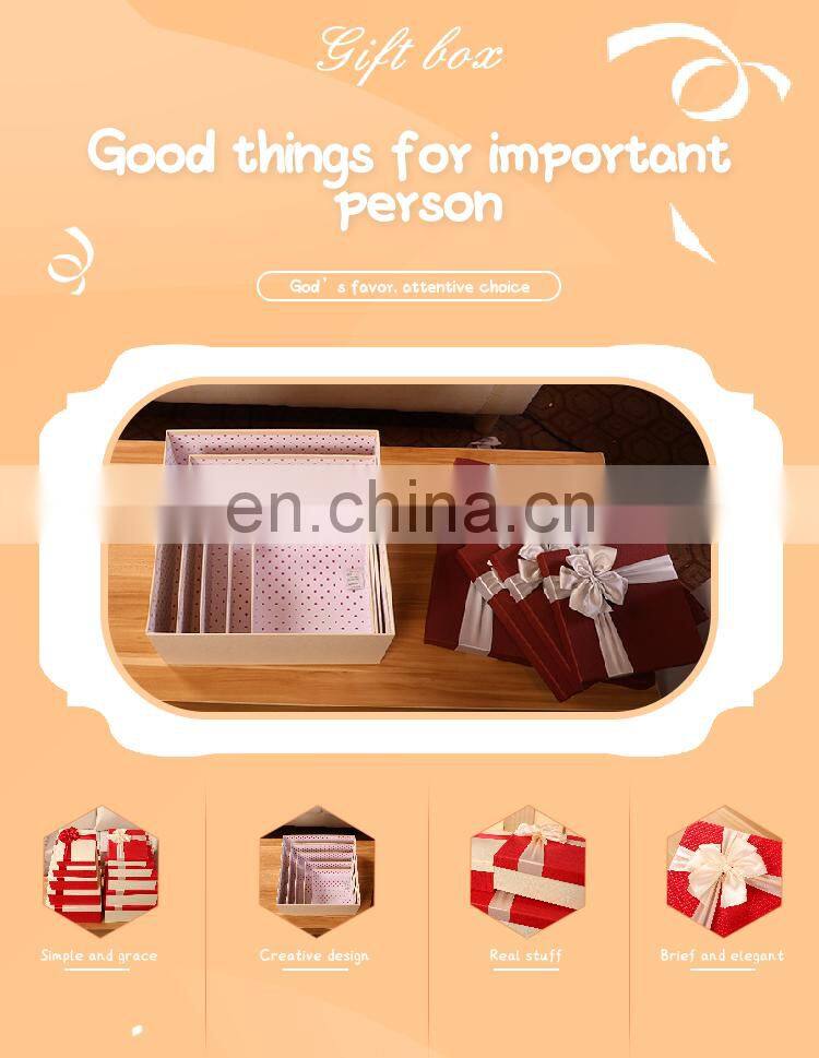 Factory Outlet Popular Design Custom romantic party wedding lovely birthday luxury packing paper gift boxes with red bow