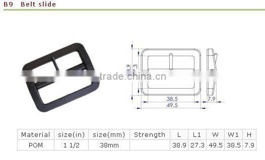 Plastic adjustable strap slide buckle for bag webbing