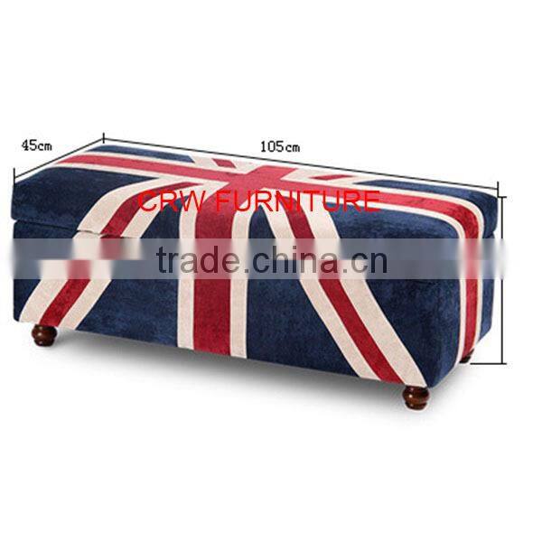 SF-1511 Union Jack Fabric Storage Ottoman