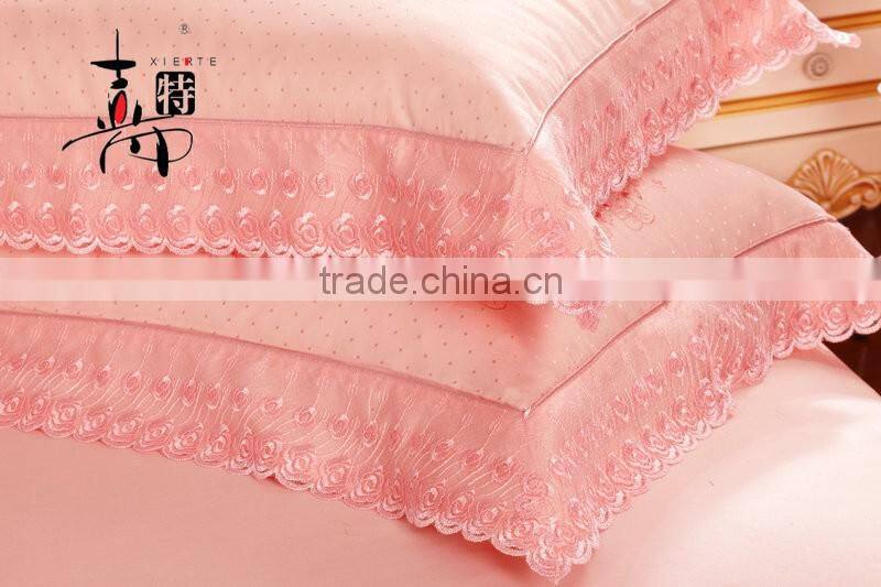 the latest version soft pink romantic wedding bedding set 100% cotton bedding set
