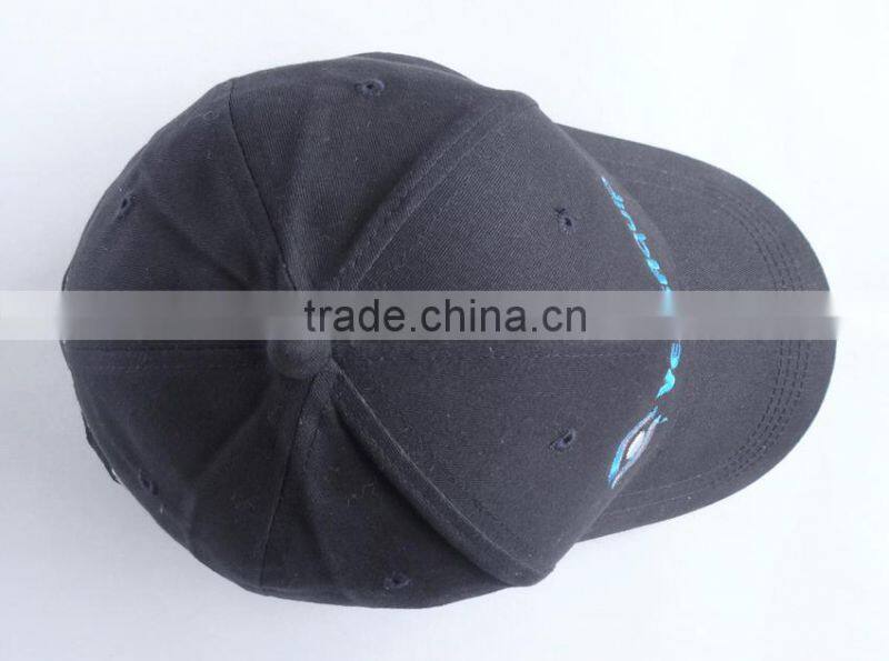 customized six panel promotional dark blue cotton baseball hat from china