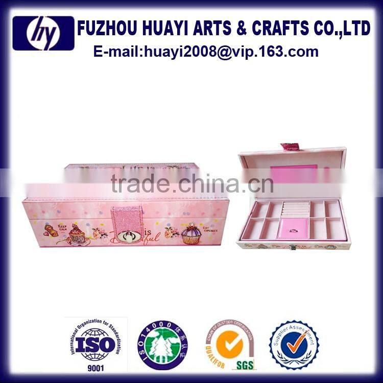 Sexy custom antique handmade pu leather velvet jewelry box with drawers