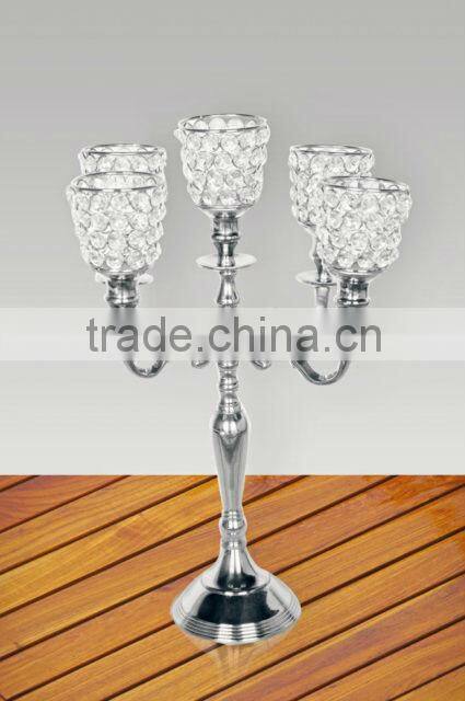 3 lights Aluminum Candle Stand with crystal for Home Decor & Wedding Decor/ Candelabra