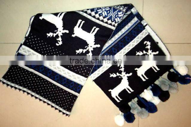 Fashion Warm Winter Knitted Scarf with Tassel Balls