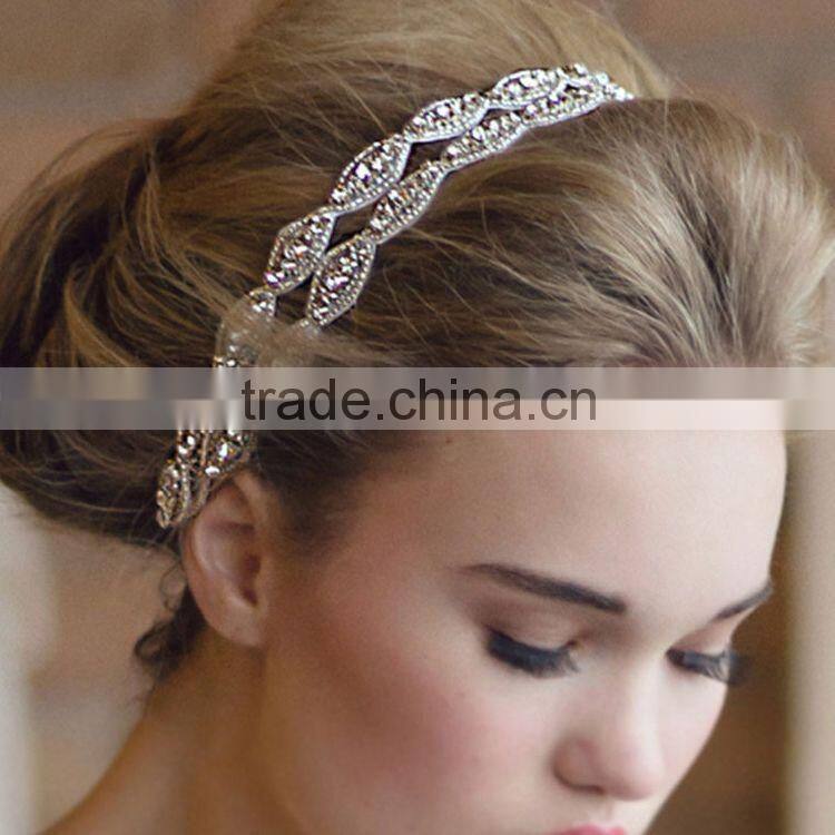 Wedding Romantic Crystal Rhinestone Headband Bride High Quality Hair Jewelry Bridal Vintage Hair Accessories