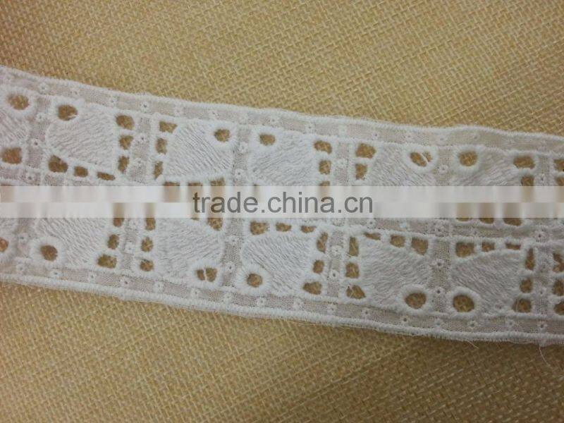 Cotton fabric base emboridery lace for ladies top neckline -- H1660