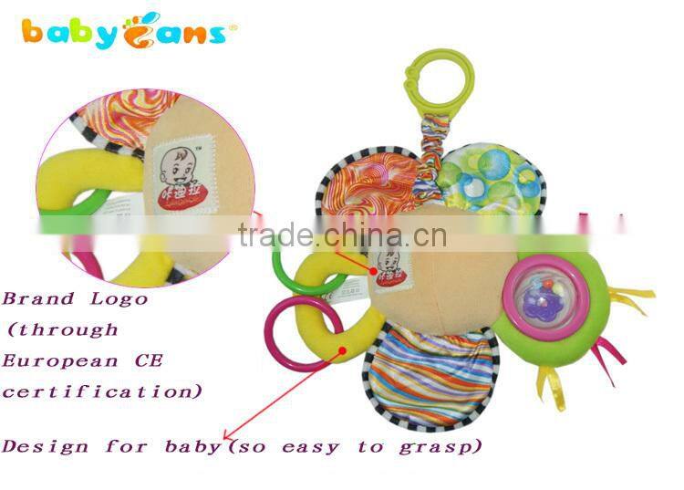 Babyfans 2015 New Product Cartoon Animal Toys And Plush Stuffed Baby Toys Baby rattle toy baby bed hanging toy