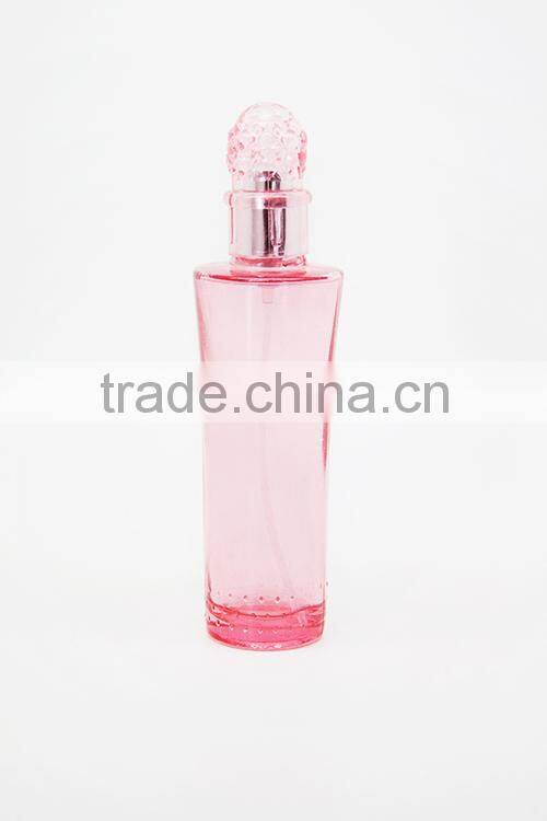 Pink Tall empty glass perfume bottle