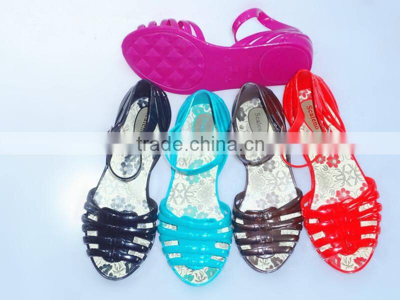 2015 popular design pvc crystal Kids And ladies sandals