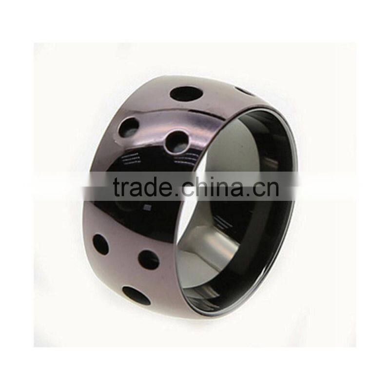 Stainless Steel Wide Black Laser-cut Hole Rings