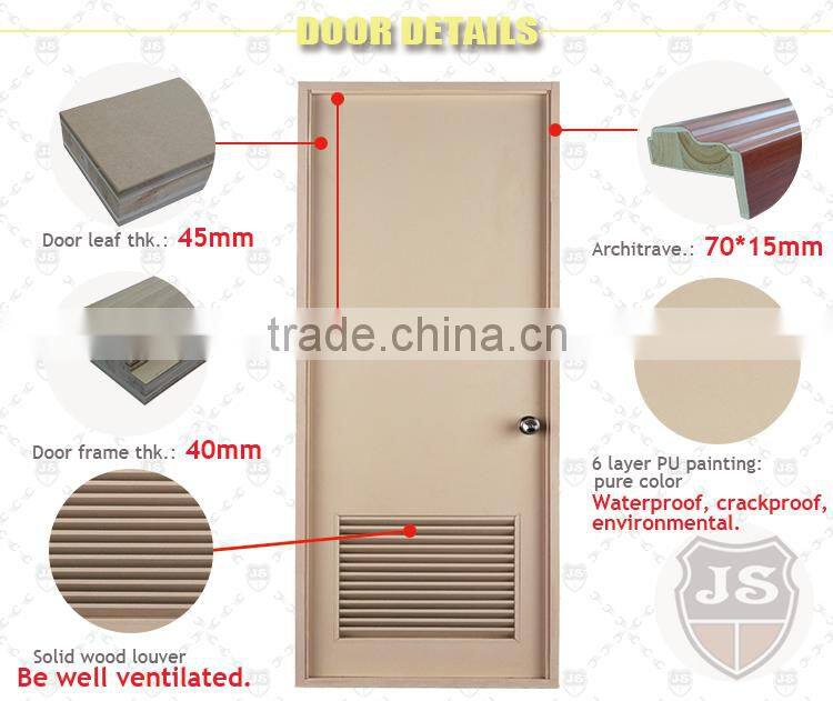economic white color simple new design wooden flat exterior louvered door on sale