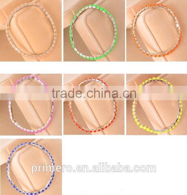 Sparkling Single-row Full Rhinestone Fluorescent Bracelet bangle Fashion Jewelry