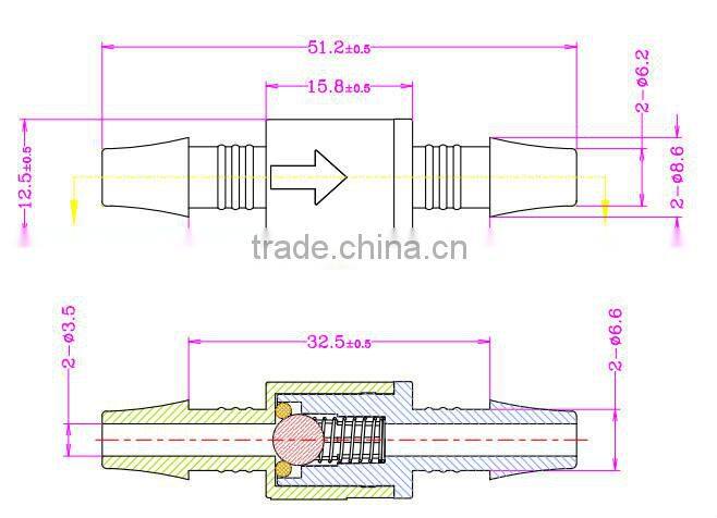 1/4" PVDF/Vtion (Long hose barb) Valve SCV1604DVL