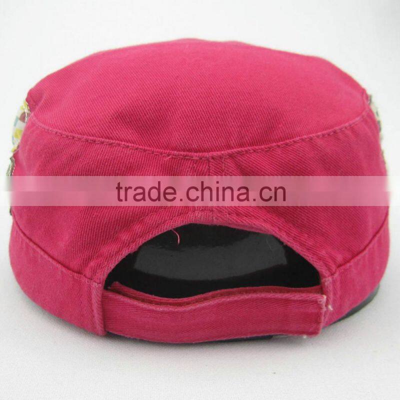 Ladies applique floral military cap