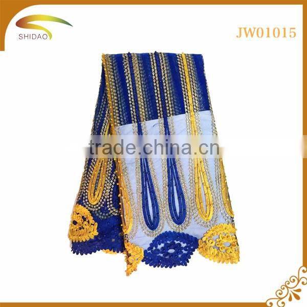 2016 wholesale high quality latest Italian decorative embroidery 3D patterned chiffon silk fabric market in indian