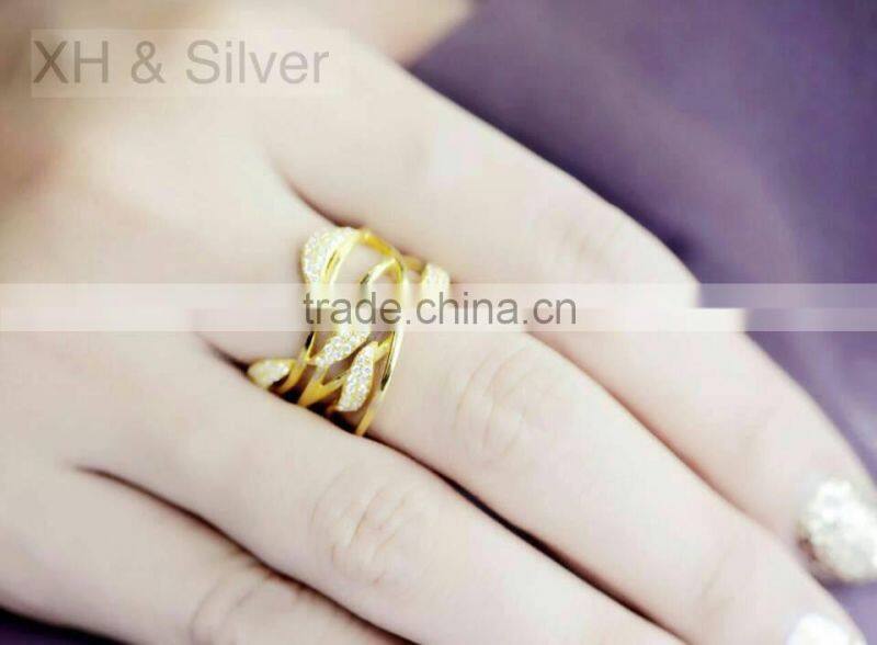 Silver jewelry 14k gold plated stone ring designs for women