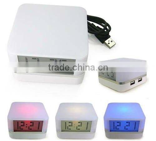 4 port usb hub with clock and mood light USB HUB WITH 4PORT