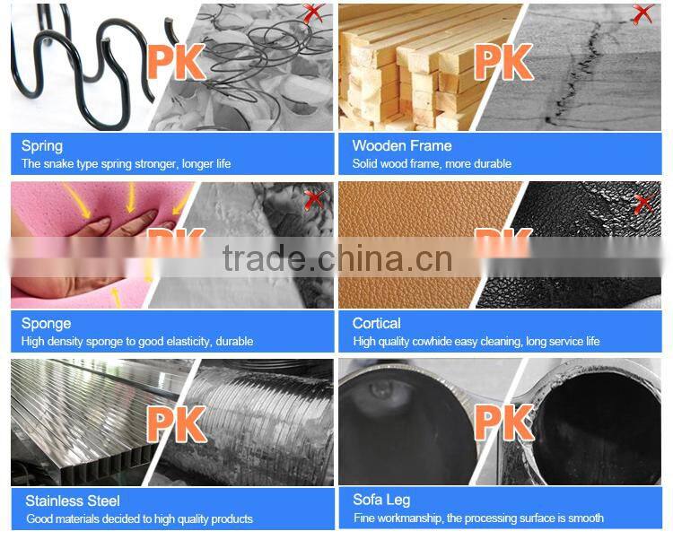 S-16 leather reception high qulity office stainless frame sofa