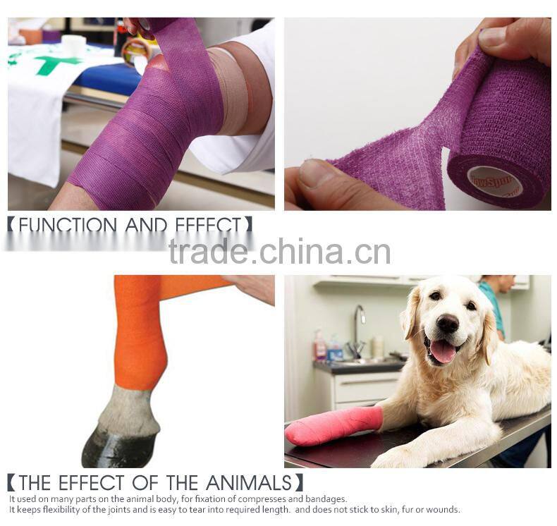 Vet Adhesive Nonwoven Colored Elastic Compression Cohesive Bandage
