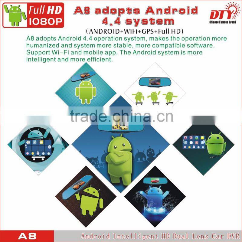 5"Android fhd 1080p car camera dvr video recorder, android rear view mirror car dvr ,GPS Car Navigation Recorder