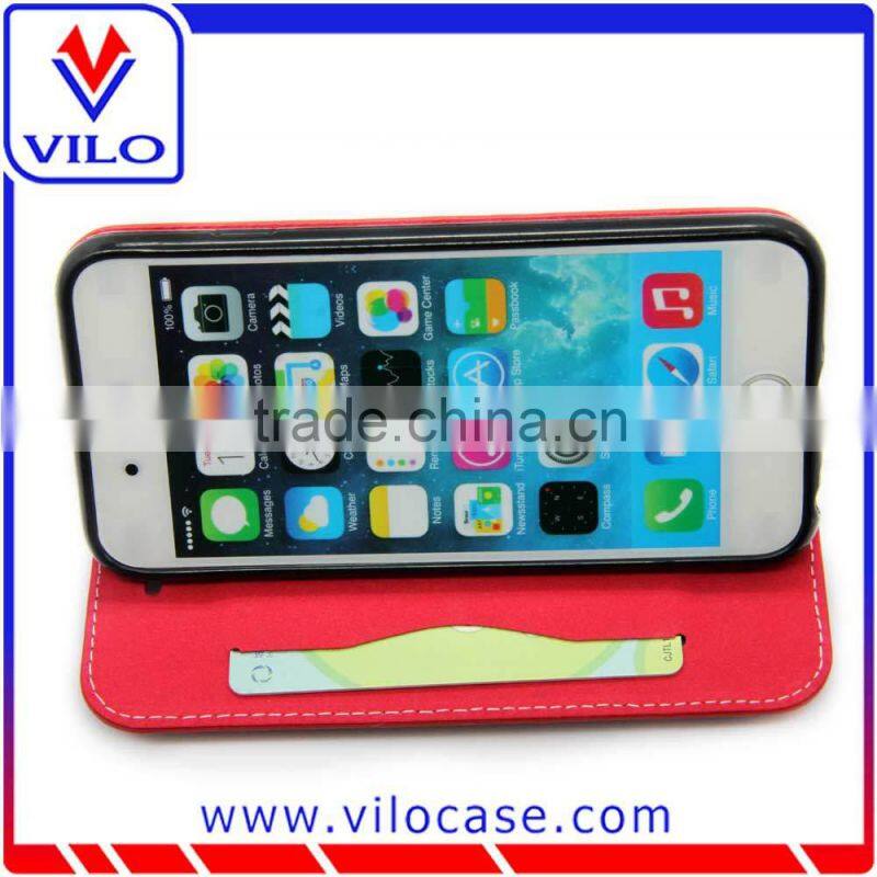 various colors combo Leather flip case for iphone 6s with card slot