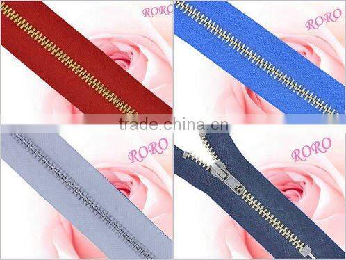 No.7 white gold metal long chain zipper