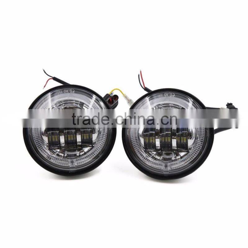 LED Harley Round 4.5inch Motorcycle LED Fog Lights LED Angel Eyes Fog Lights with Turn Signal Lights DRL LED Fog Light EMC