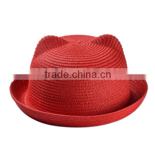 Japanese style handmade straw hat, fresh colorful cute cat hat for girl