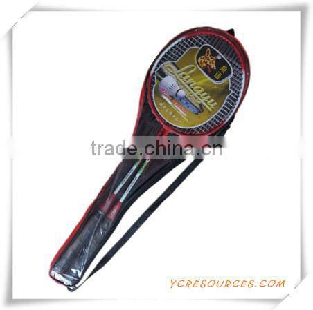 wooden handle with pvc wrapper Iron-alloy circle nylon string badminton racket(OS06001)