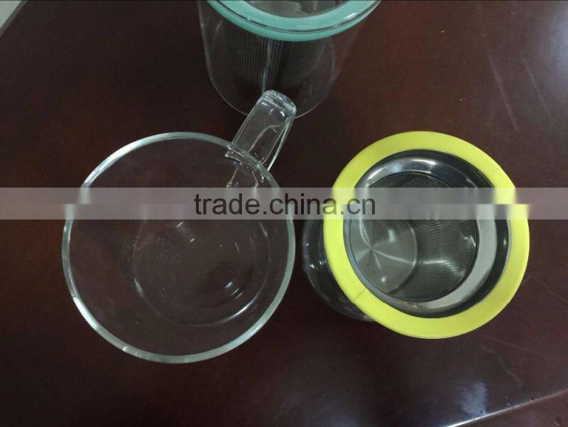 borosilicate glass cup tea glass with Stainless steel tea strainers