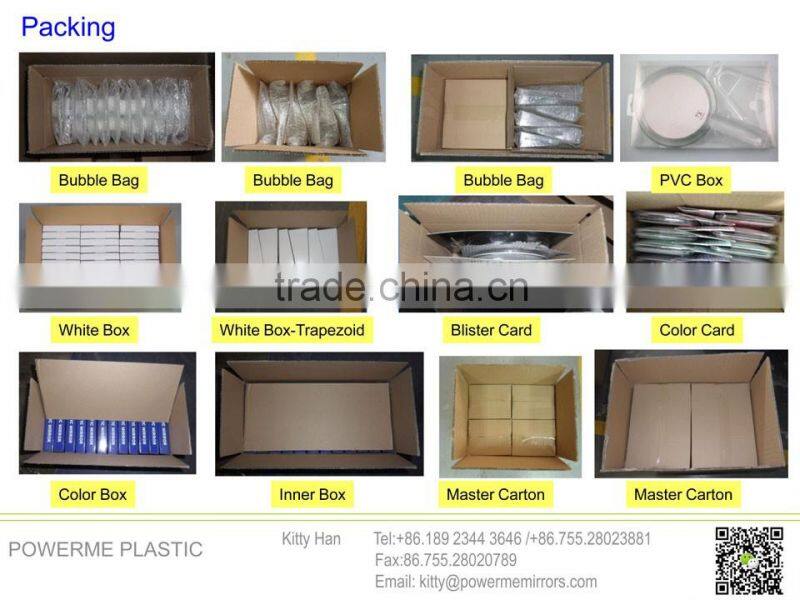 Double sided Magnifying hand makeup mirror, plastic cosmetic hand held mirror